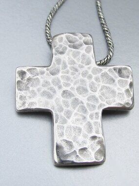 Retired SILPADA Oxidized Hammered Sterling Silver Cross Necklace N0732